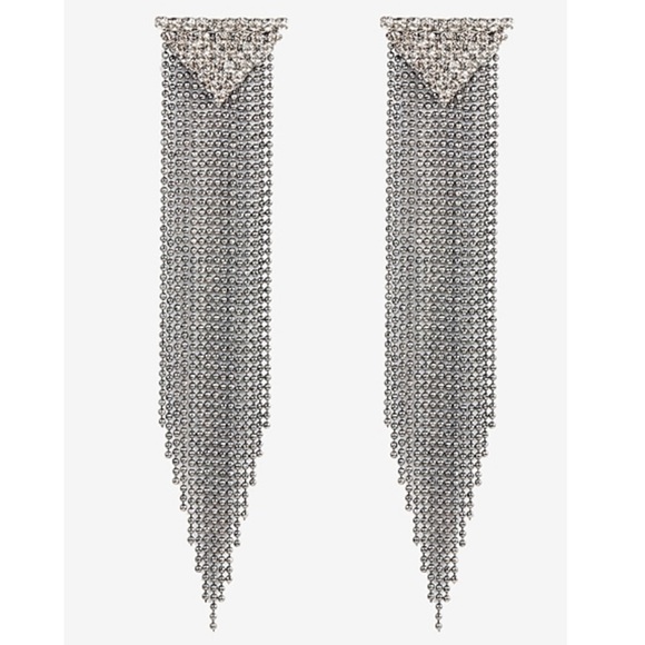 Express drop fringe rhinestone earrings - Picture 1 of 2